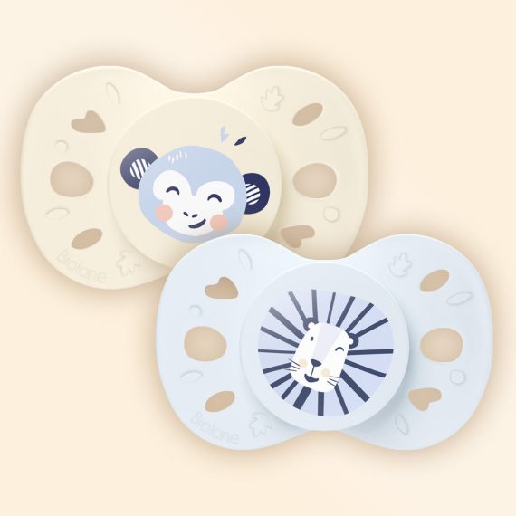 Sada 2 anatomických cumlíkov zvieratá modré 6-18M