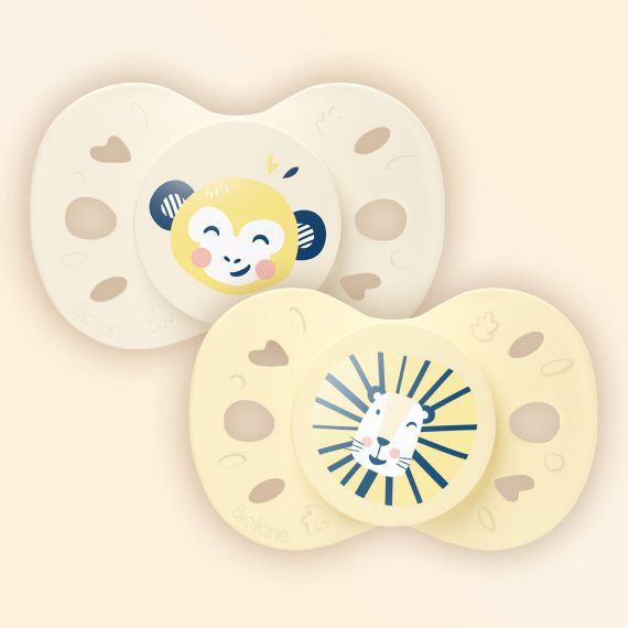 Sada 2 anatomických cumlíkov zvieratá žlté +18M