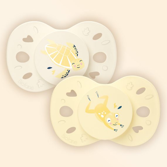 Sada 2 anatomických cumlíkov zvieratá žlté 0-6M