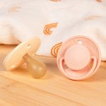 Sada 2 okrúhlych cumlíkov simple ružové +6M