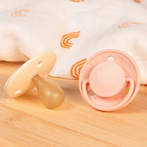 Sada 2 okrúhlych cumlíkov simple ružové +6M