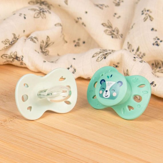 Sada 2 anatomických cumlíkov zvieratá zelené +18M